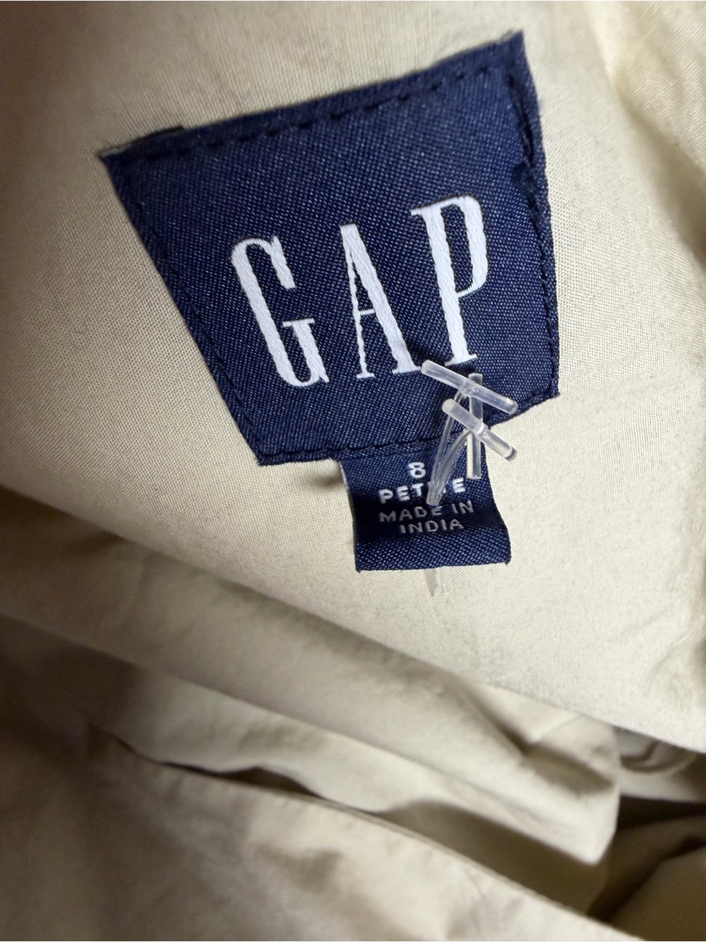 Gap Women’s One Shoulder Beige khaki Dress Eyelet Trim 100% Cotton 8 Petite - Picture 8 of 9